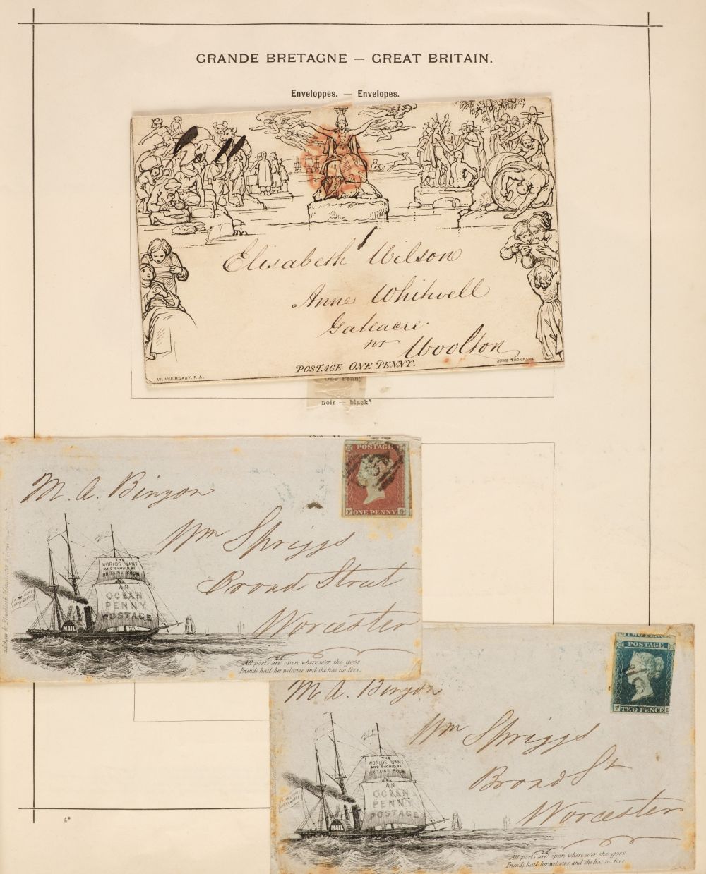 Stamps. A valuable 1897 ‘Richard Senf’ Illustrated Postage Stamp Album - Bild 2 aus 4