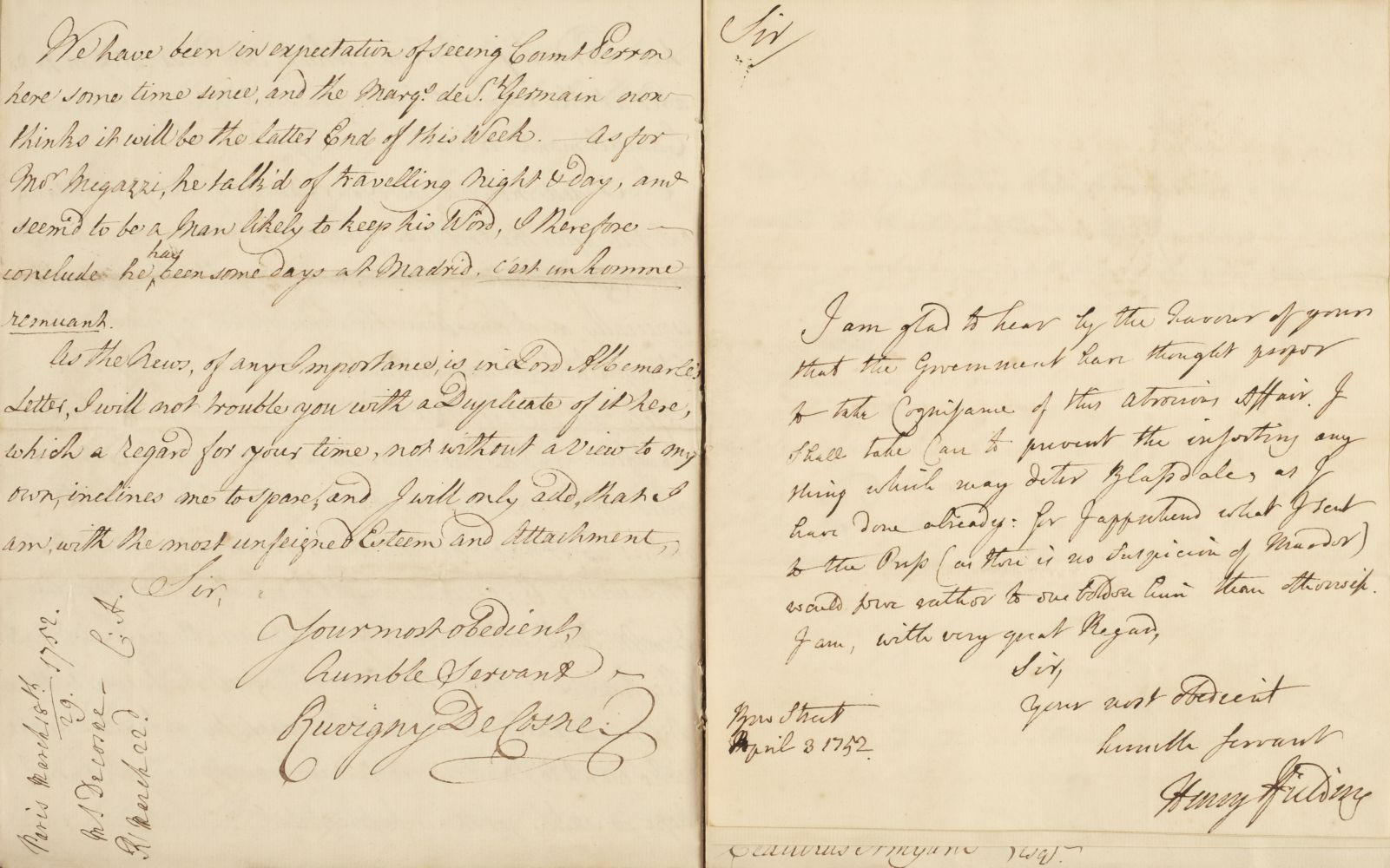 Amyand (Claudius, 1718-1774), Archive of approximately 300 Autograph Letters Signed from