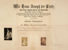 Franz Joseph I (1830-1916). Document Signed, 'Franz Joseph', Vienna, 29 December 1878