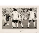 Football. A limited edition photographic print, signed by Bobby Charlton, 1968