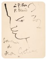 Cocteau (Jean, 1889-1963), Signed Notecard, c. 1950s