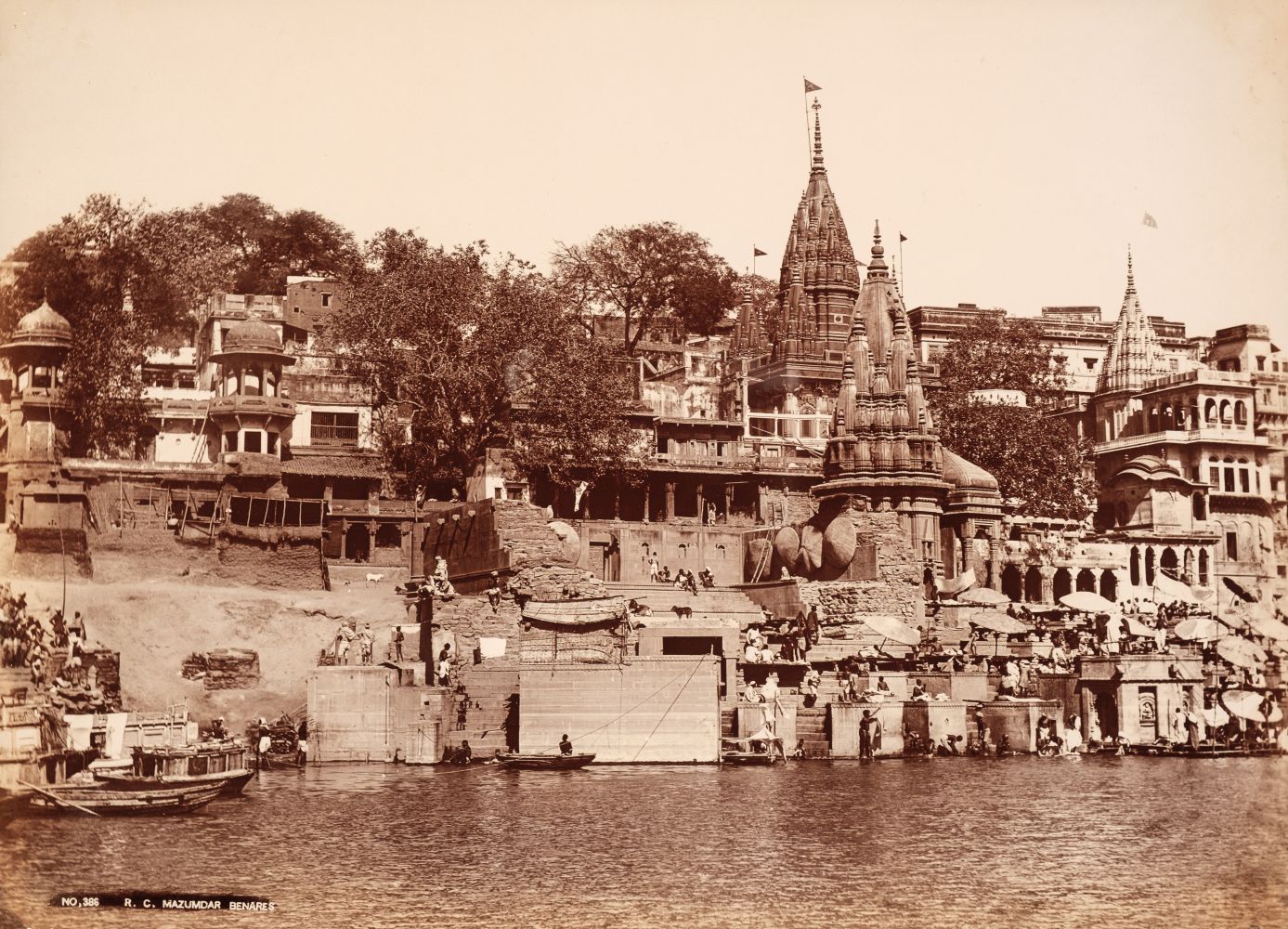 India. A group of 10 photographs of Indian temples and ghats, c. 1870/1900