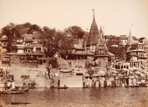 India. A group of 10 photographs of Indian temples and ghats, c. 1870/1900