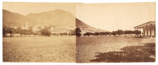 Hong Kong. A two-part panorama of the cricket ground, c. 1880s