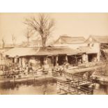 China. Zig Zag Bridge in front of Woo Sing Ding Tea House, Shanghai, c. 1870