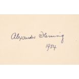 Fleming (Alexander, 1881-1955). Vintage blue ink signature, ’A. Fleming, 1954’,