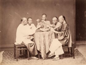 China. Chinese Merchants [and] Chinese people about to eat, both by Pun Lun, c. 1870