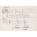 Sondheim (Stephen, 1930-2021). Autograph Musical Quotation Signed, ‘Stephen Sondheim, 5/3/80'