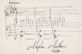 Sondheim (Stephen, 1930-2021). Autograph Musical Quotation Signed, ‘Stephen Sondheim, 5/3/80'