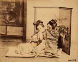 Japan. Two seated young women, c. 1880