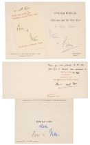 Britten (Benjamin, 1913-1976) and Pears (Peter, 1910-1986) Three signed Christmas cards