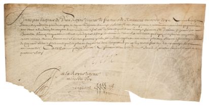 Anne of Austria (1601-1666). Document Signed as regent of France, 'Anne', Fontainebleau