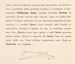 Franz Joseph I (1830-1916). Document Signed, 'Franciscus Josephus', Vienna, 7 April 1880