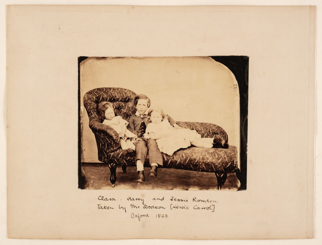 Dodgson (Charles Lutwidge, ‘Lewis Carroll’, 1832-1898). Clara, Harry and Jessie Rowden, 1863 - Image 2 of 2