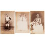 India. A group of 3 photographs of Indian types, c. 1870