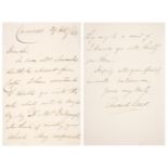 Lear (Edward, 1812-1888). Autograph Letter Signed, ‘Edward Lear’, Cannes, 29 February [18]68