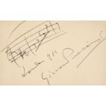 Puccini (Giacomo, 1858-1924). Autograph Musical Quotation Signed, ‘Giacomo Puccini’