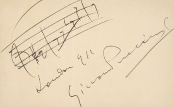 Puccini (Giacomo, 1858-1924). Autograph Musical Quotation Signed, ‘Giacomo Puccini’