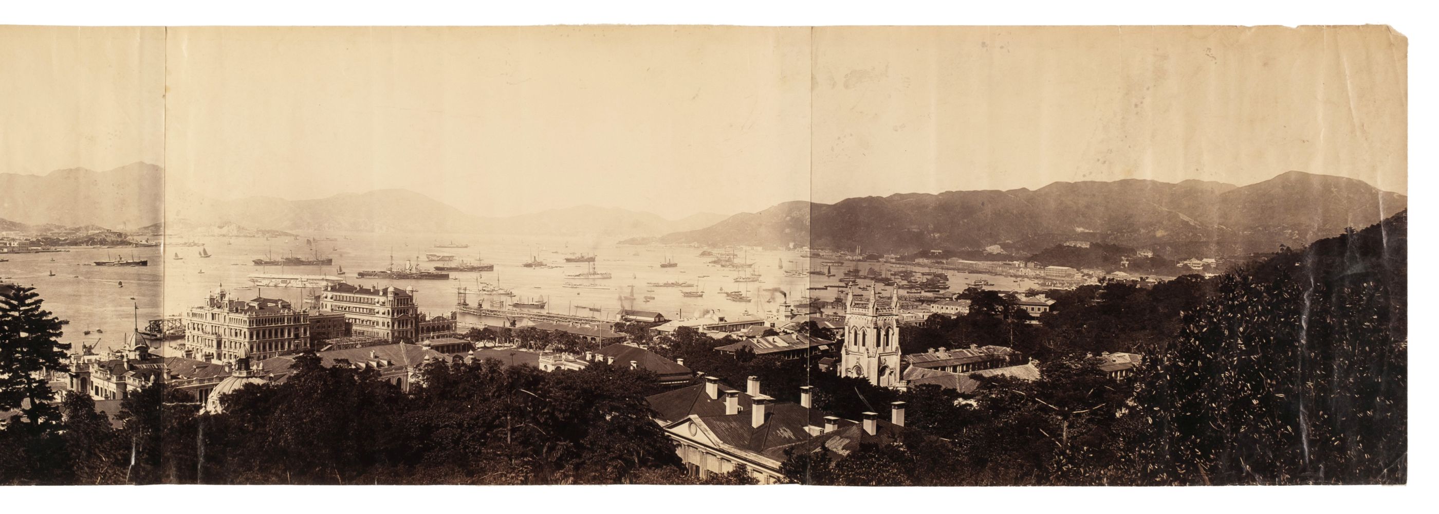 Hong Kong. A four-part panorama over Central looking at Kowloon, c. 1870s - Bild 2 aus 3