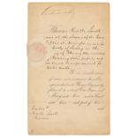 Victoria (1819-1901). Document Signed, 'Victoria R.I.', St James's, 12 July 1884