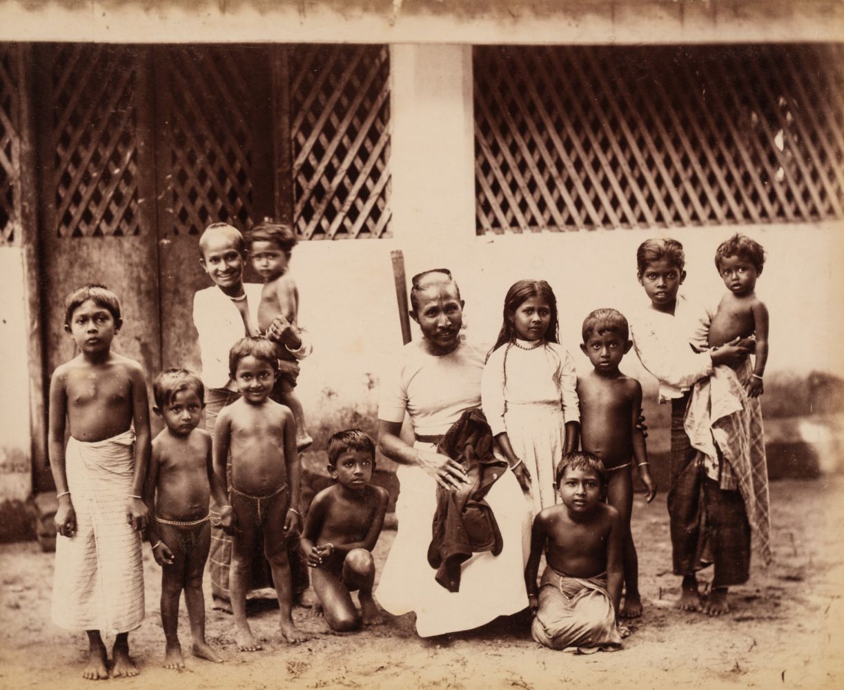 Ceylon. An indigenous family group, c. 1880s