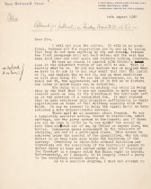 Shaw (George Bernard, 1856-1950), A fine Typed Letter Signed, 14 August 1940