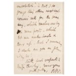 Browning (Robert, 1812-1889). Autograph Letter Signed with initials, 'R.Bg', no place or date