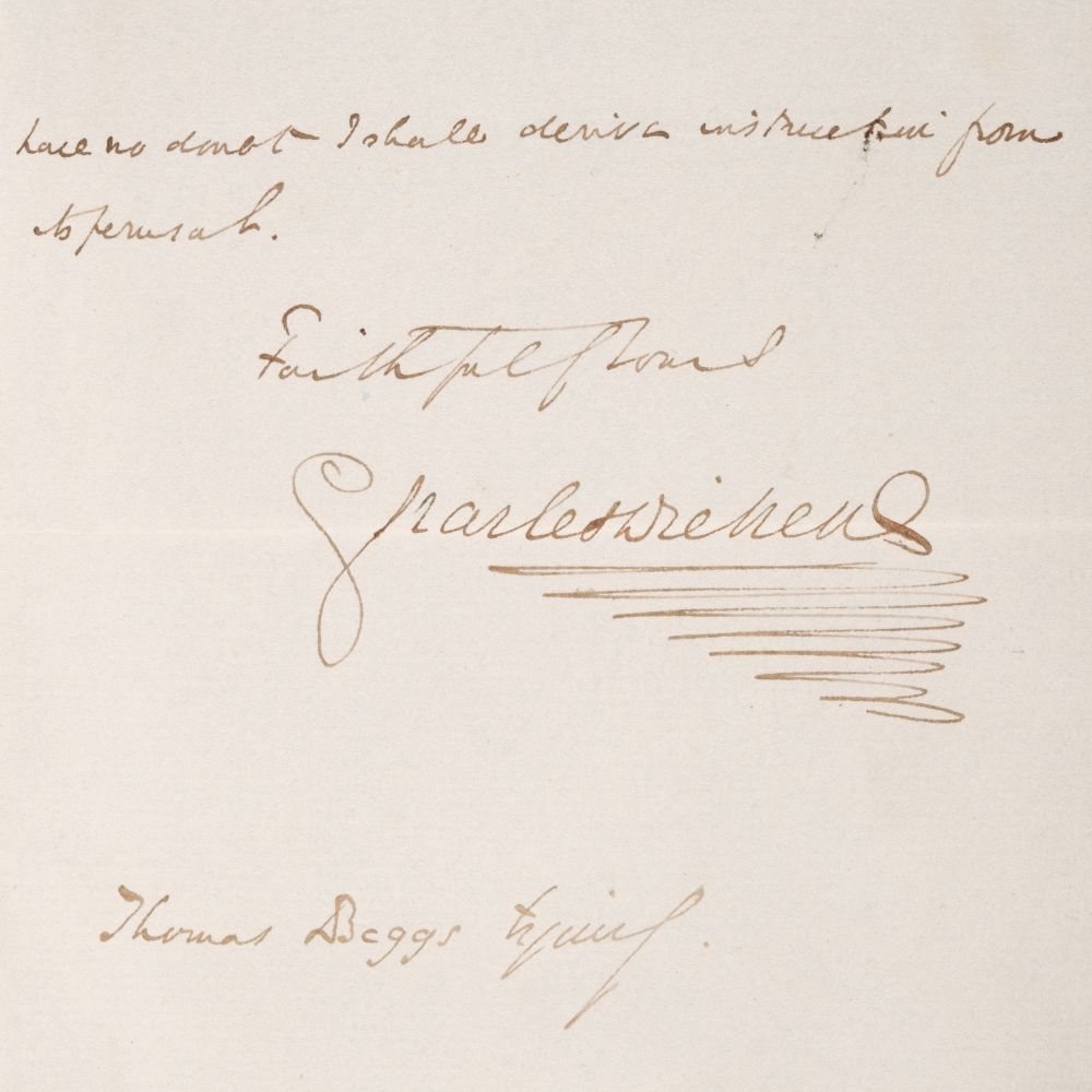 Dickens (Charles, 1812-1870). Autograph Letter Signed, 'Charles Dickens', 20 October 1849