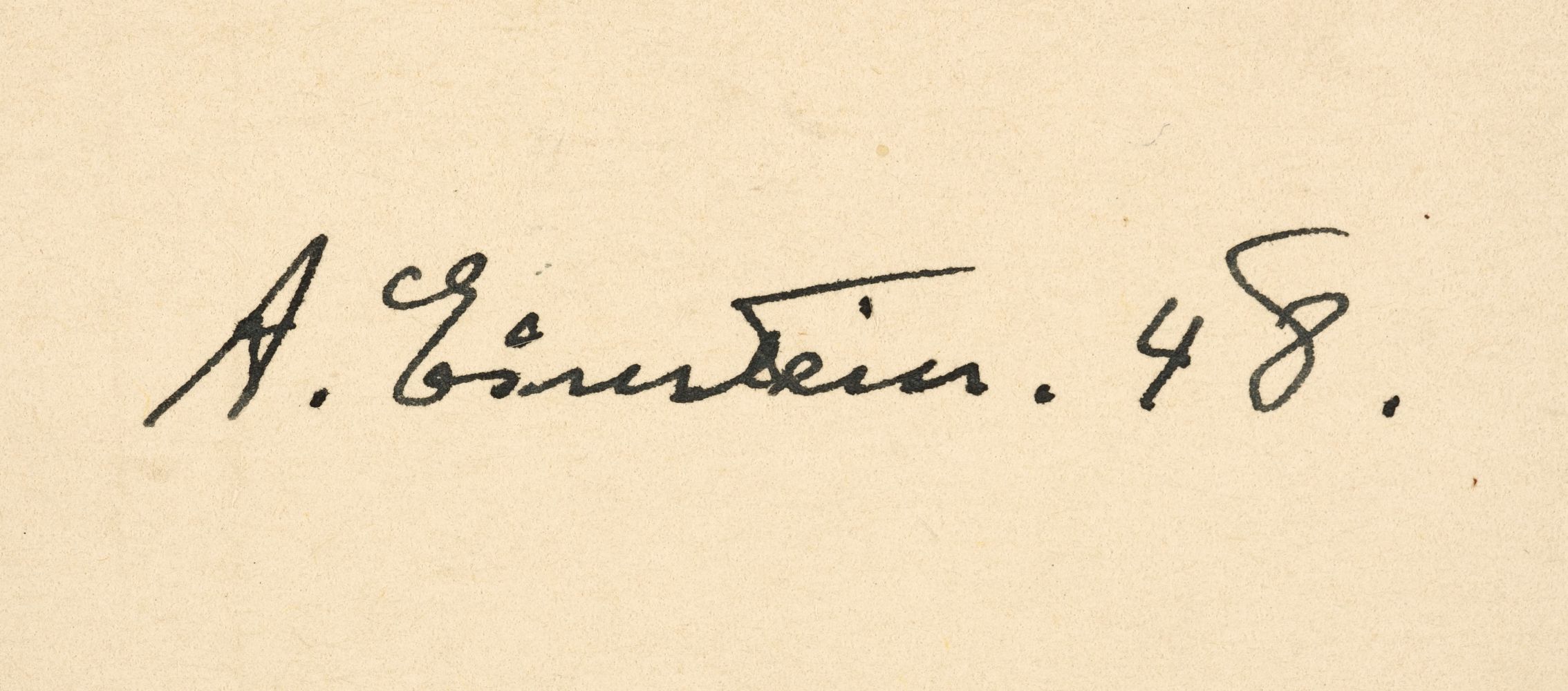 Einstein (Albert, 1879-1955), Autograph Signature, ‘A. Einstein . [19]48 .’