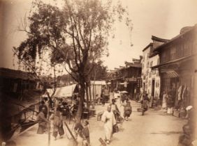 China. Street in Shanghai, close to the city wall, c. 1870