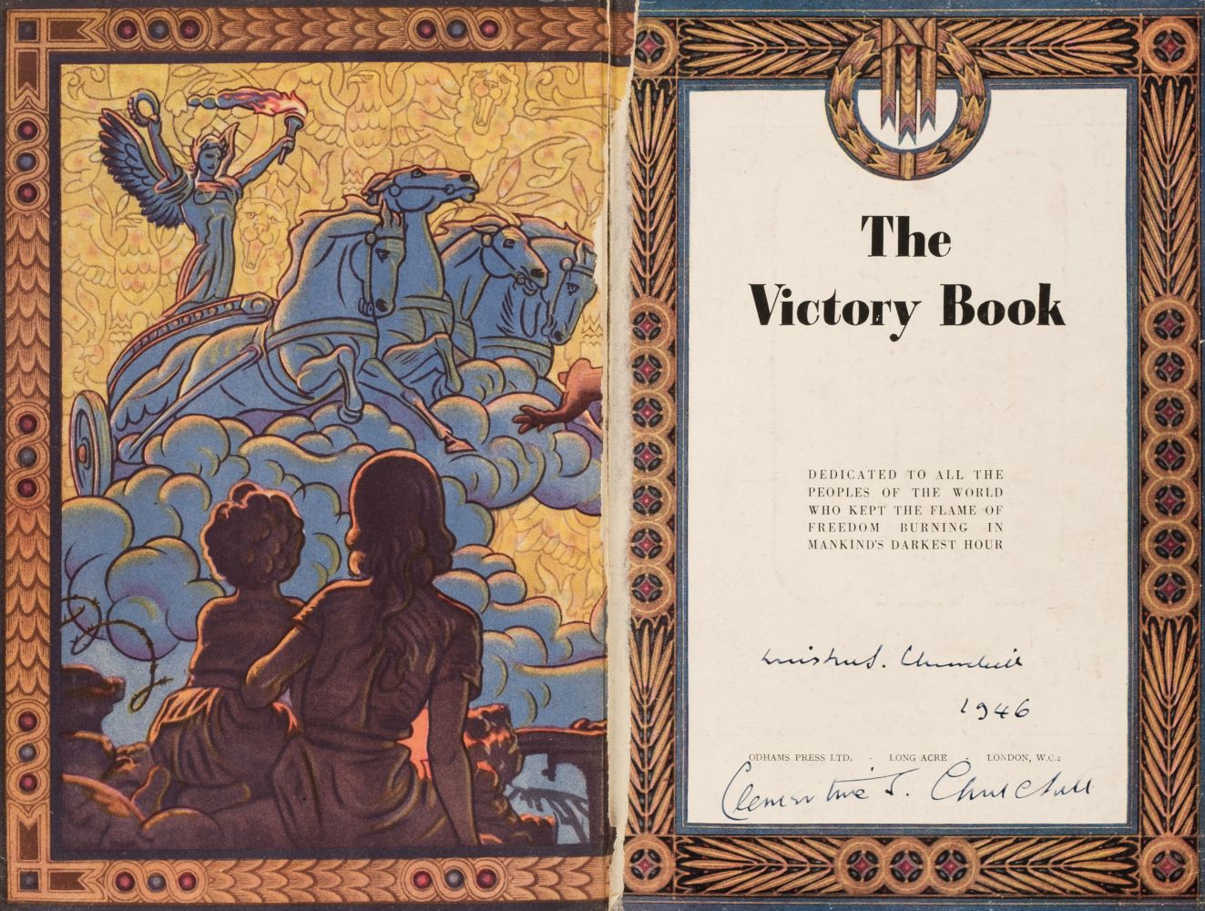 Churchill (Winston Spencer, 1874-1965), The Victory Book. Dedicated to all the Peoples..., [1945]