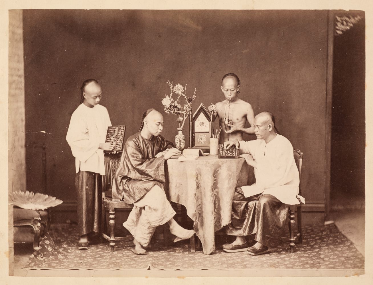China. Chinese Merchants [and] Chinese people about to eat, both by Pun Lun, c. 1870 - Image 2 of 3