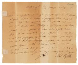 Byron, 6th Baron Byron (George Gordon, 1788-1824), Letter Signed, ‘Noel Byron’, 31 March 1824
