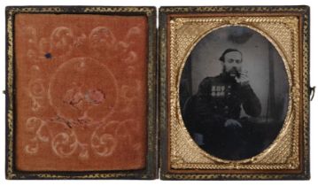 Military Photograph. A Victorian sixth-plate ambrotype of a Crimean War veteran, circa 1860