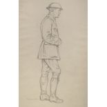 Meredith-Williams (Morris). Study of a WWI Officer, pencil drawing on paper