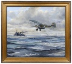 Jenner (David). Fairey Swordfish over the English Channel, oil on canvas