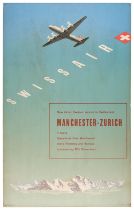 Swissair. An advertising poster designed by Hermann Eidenbenz (1902-1993), circa 1948
