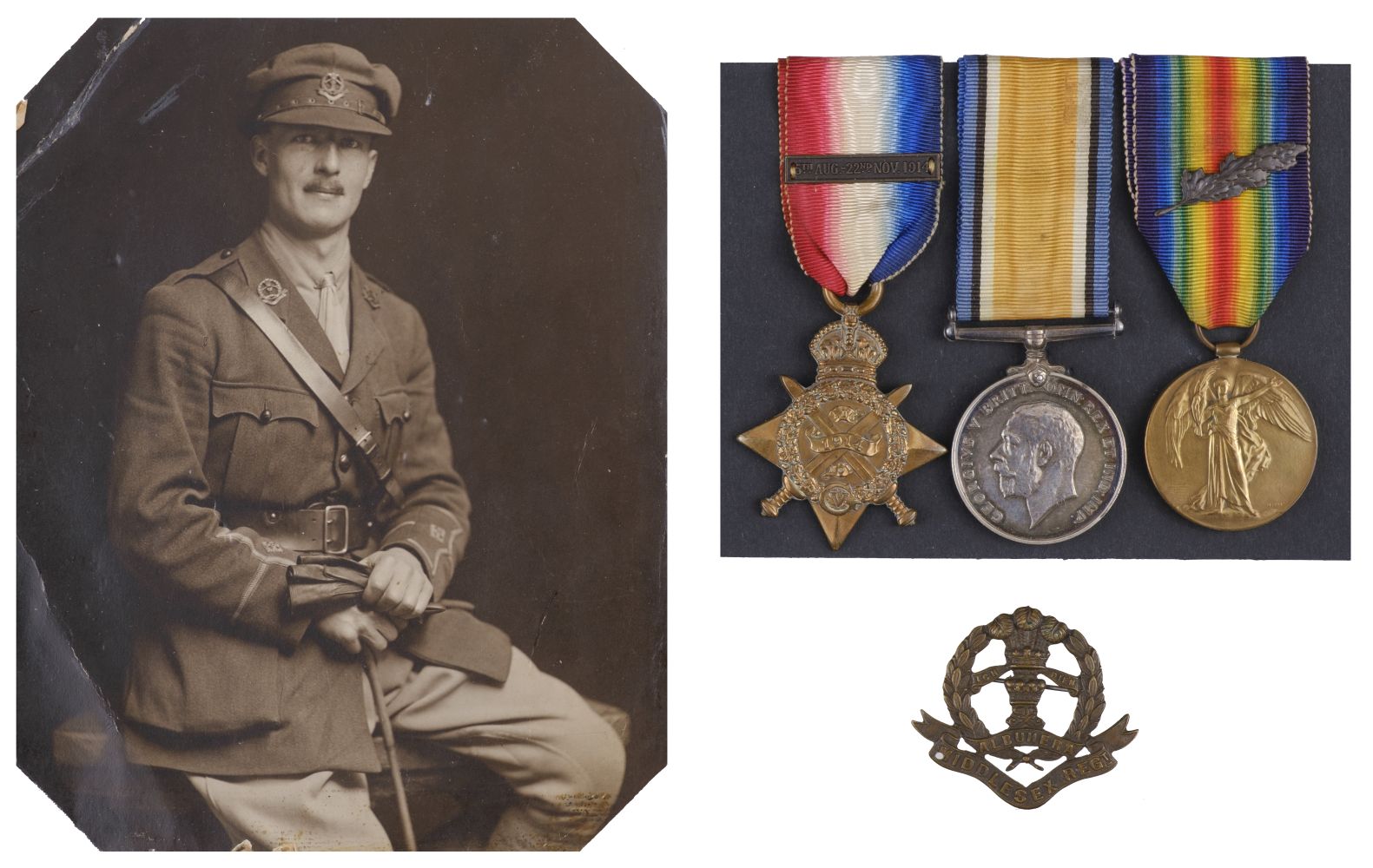 Three: Second Lieutenant L. Allingham, M.I.D., Middlesex Regiment, WWI
