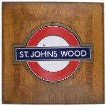 Enamel Sign. London Underground 'St. John's Wood' ticket office enamel sign