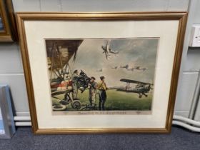 Dawson (Nelson). Airship landing at Dover aerodrome, coloured engraving