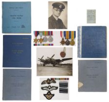 Log Book: Medals and Log Books to Flight Lieutenant T.J. Pugh, Royal Air Force