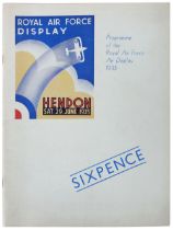 Aviation Ephemera. Hendon Royal Air Force Display brochures, 1930, 1931, 1932, 1935