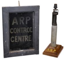 Air Raid Precautions. WWII ARP Control Centre illuminated sign