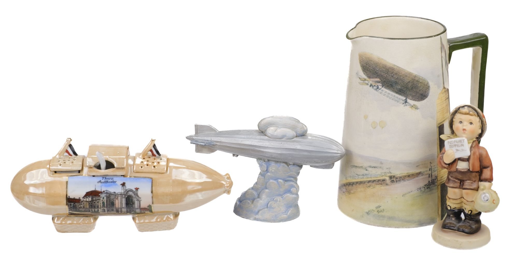 Airship Ceramics. A collection of Continental souvenir wares