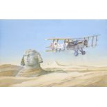 Barnes (Barry). Bristol F2B MkII A Flight No 208 Sqn Ismalia Egypt 1924, watercolour on card