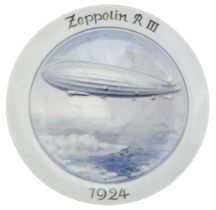 Graf Zeppelin. Art deco commemorative porcelain wall plate by Rosenthal