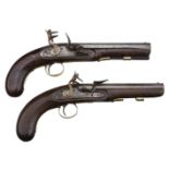 Pistols. A pair of flintlock pistols by William Parker