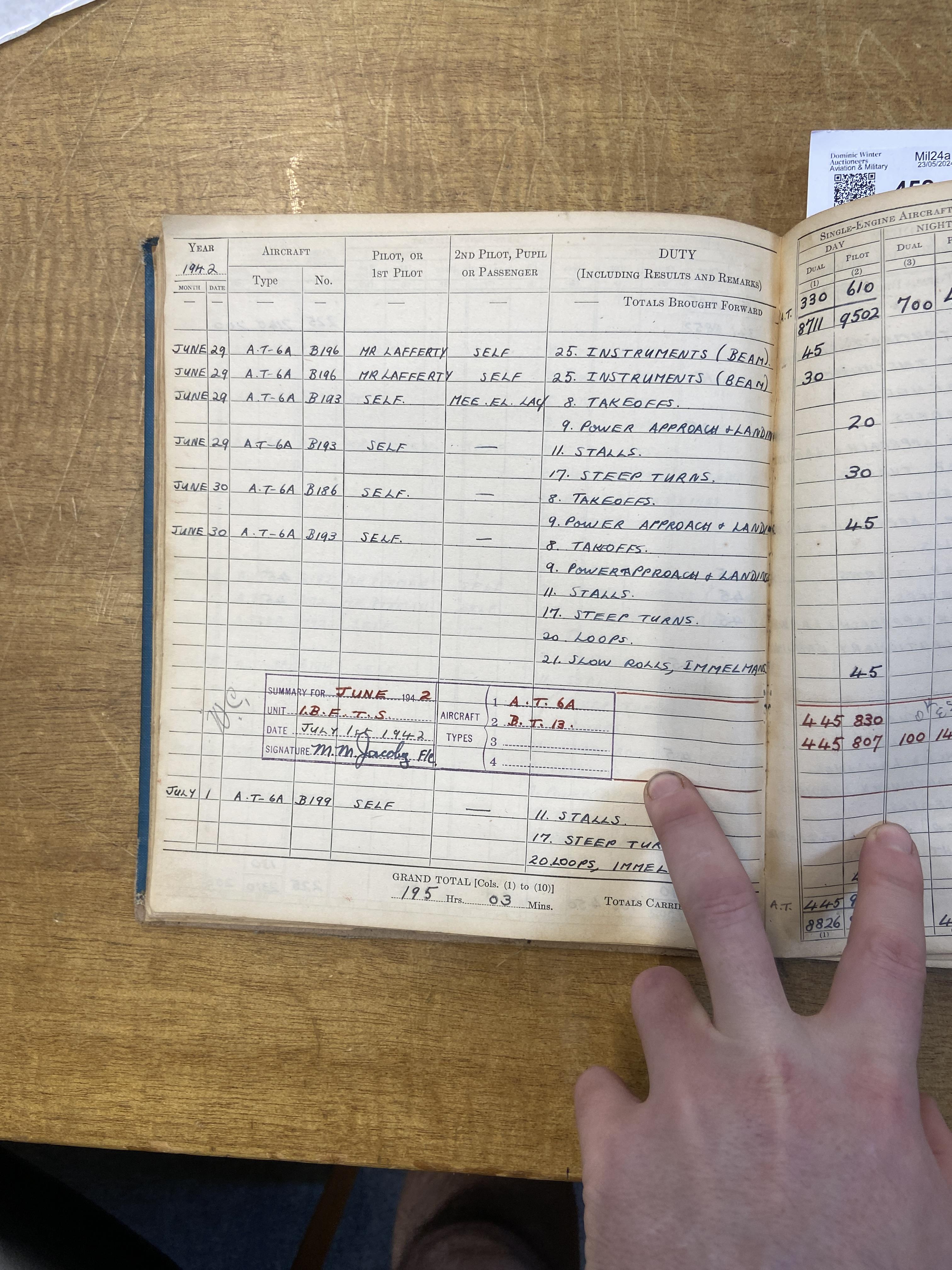 Log Book. WWII Royal Canadian Air Force log book kept by Flying Officer D.H. Shorland - Image 2 of 7