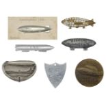 Airship Badges. R101 GFAAW commemorative brooch and Zeppelin badges