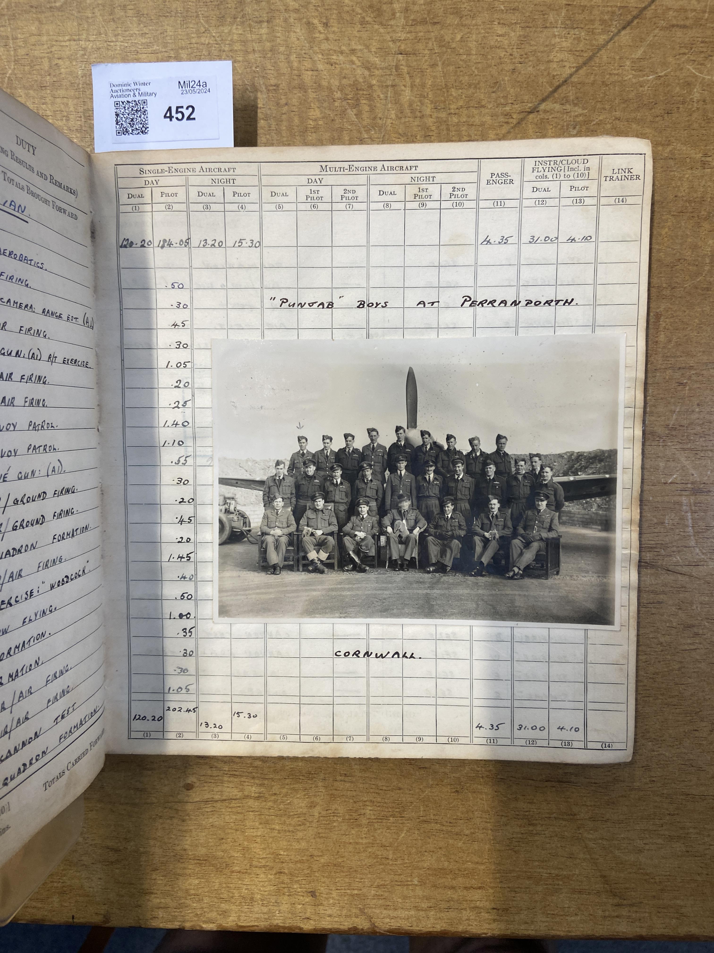 Log Book. WWII Royal Canadian Air Force log book kept by Flying Officer D.H. Shorland - Image 7 of 7